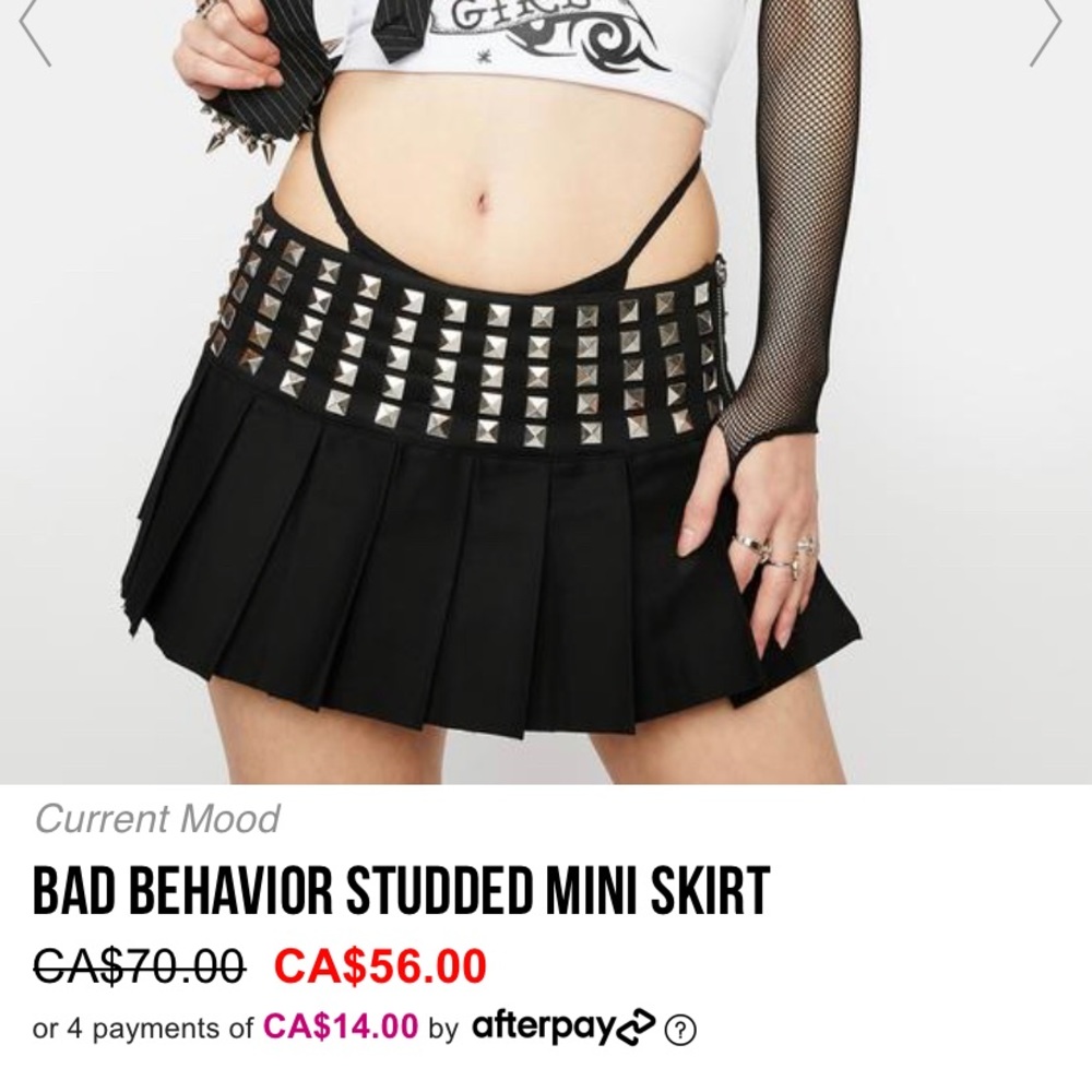 Studded pleated mini skirt